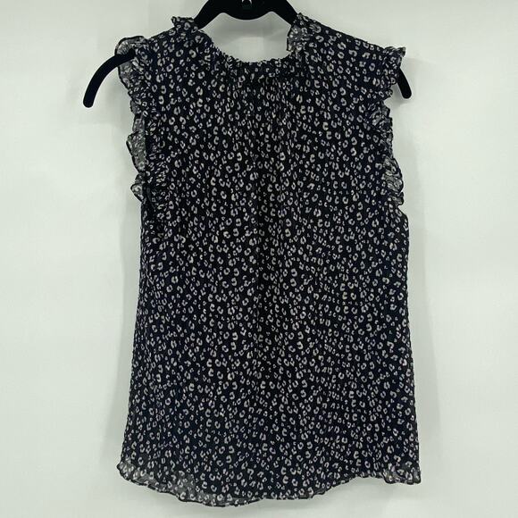 Rebecca Taylor Women's Black Purple White Leopard Silk Blend Blouse Top Size 4 - Picture 3 of 9